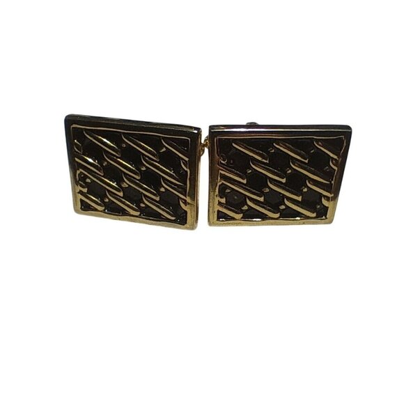 Vtg Estate Mens Goldtone Mid Century Cufflinks Set - Picture 2 of 6